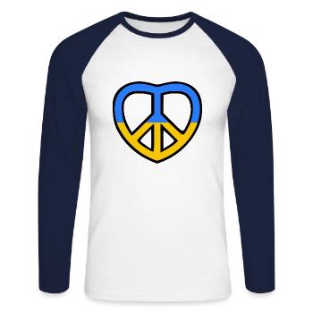 Ukraine - T-shirt baseball manches longues Homme - blanc/marine - Devant - Nik (191cm)