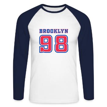 Brooklyn - Unisex Baseballshirt langarm - Weiß/Navy - Vorne - Nik (191cm)