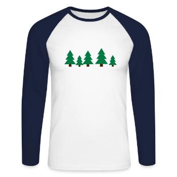Forêt arbre - T-shirt baseball manches longues Homme - blanc/marine - Devant - Nik (191cm)