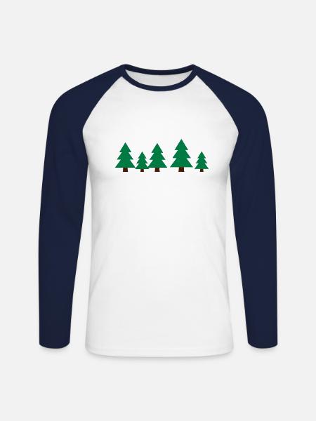 Forest trees - Unisex Long Sleeve Baseball T-Shirt - white/navy