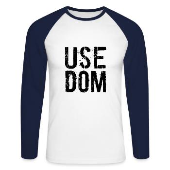 Insel Usedom, Ostsee, Mecklenburg Vorpommern - Unisex Baseballshirt langarm - Weiß/Navy - Vorne - Nik (191cm)