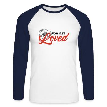 You are Loved - T-shirt baseball manches longues Homme - blanc/marine - Devant - Nik (191cm)
