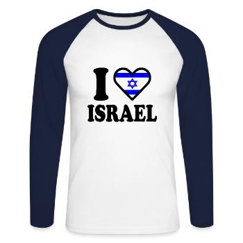 Israel - Unisex Long Sleeve Baseball T-Shirt - white/navy - Front - Nik (191cm)