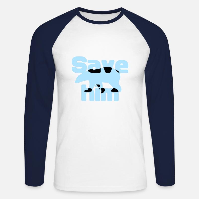 Rettet den Eisbären - Unisex Baseballshirt langarm - Weiß/Navy
