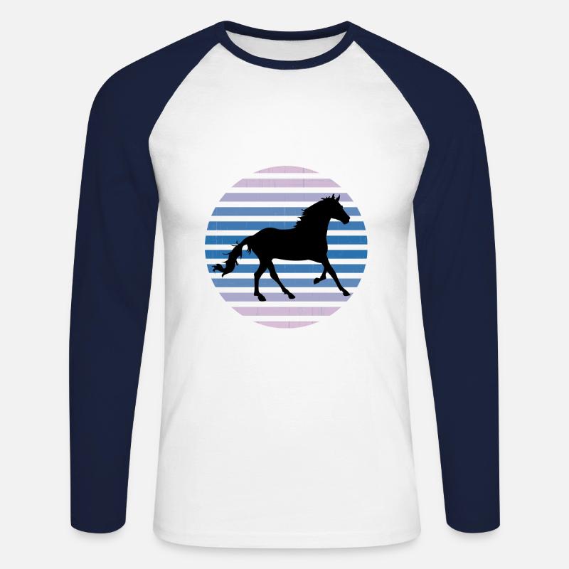 Pferd - Unisex Baseballshirt langarm - Weiß/Navy