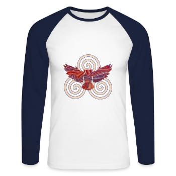 eule e 110 mit triskele - Unisex Baseballshirt langarm - Weiß/Navy - Vorne - Nik (191cm)