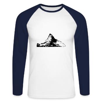 Matterhorn mountain peak Suisse graphique noir - T-shirt baseball manches longues Homme - blanc/marine - Devant - Nik (191cm)