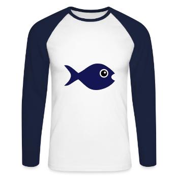 ★ Design colors changeable ★ Fish with googly eyes - Unisex Long Sleeve Baseball T-Shirt - white/navy - Front - Nik (191cm)