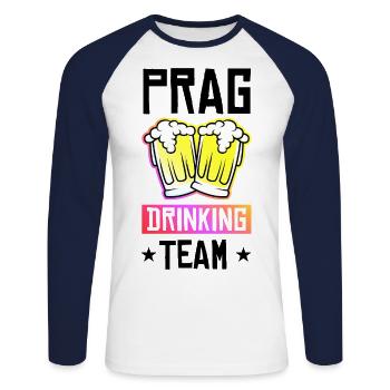 Équipe de Prague Drinking - T-shirt baseball manches longues Homme - blanc/marine - Devant - Nik (191cm)