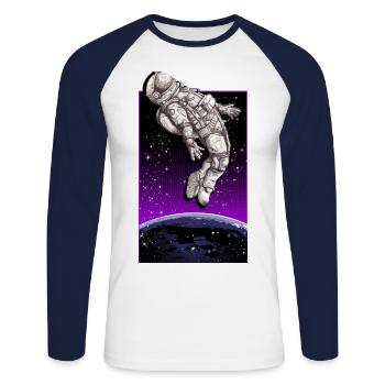 marche dans l'espace - T-shirt baseball manches longues Homme - blanc/marine - Devant - Nik (191cm)