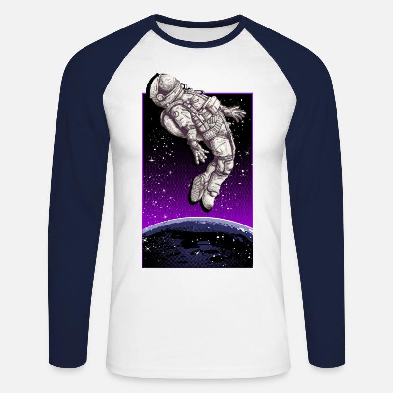 Space Walk - Unisex Baseballshirt langarm - Weiß/Navy
