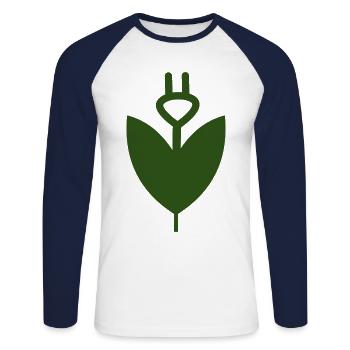 La fleur électrique - T-shirt baseball manches longues Homme - blanc/marine - Devant - Nik (191cm)