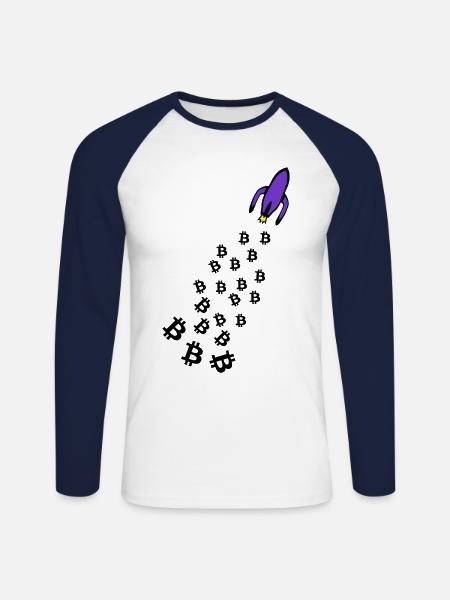 The Bitcoin rocket technology - Unisex Long Sleeve Baseball T-Shirt - white/navy