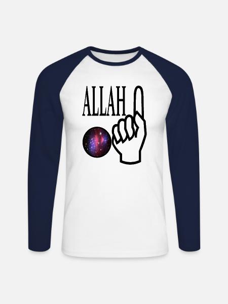 God gives it to Allah - Unisex Long Sleeve Baseball T-Shirt - white/navy