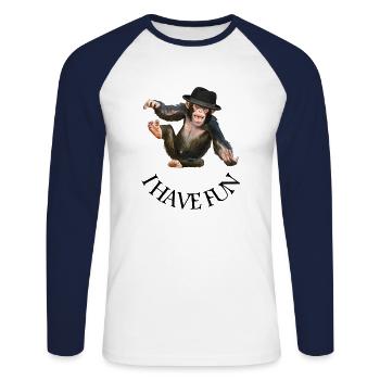 Visage de singe singe singe - T-shirt baseball manches longues Homme - blanc/marine - Devant - Nik (191cm)