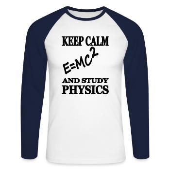 Physicien physicien - T-shirt baseball manches longues Homme - blanc/marine - Devant - Nik (191cm)