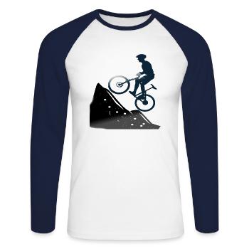 Mountain Biking Mountain Biking Mountain Biker Bike - Unisex Long Sleeve Baseball T-Shirt - white/navy - Front - Nik (191cm)