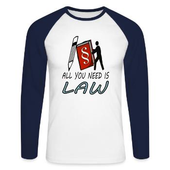 Étude de droit étudiant en droit étudiant cadeau - T-shirt baseball manches longues Homme - blanc/marine - Devant - Nik (191cm)