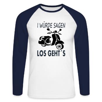 Roller fahren Rollerfahrer ich liebe Roller Moped - Unisex Baseballshirt langarm - Weiß/Navy - Vorne - Nik (191cm)