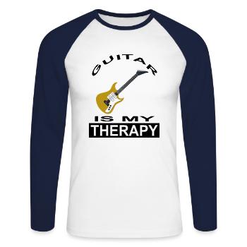 Playing guitar guitar player musical instrument - Unisex Long Sleeve Baseball T-Shirt - white/navy - Front - Nik (191cm)