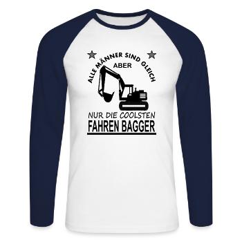 Baggerfahrer Bagger fahren Bagger Spruch Geschenk - Unisex Baseballshirt langarm - Weiß/Navy - Vorne - Nik (191cm)
