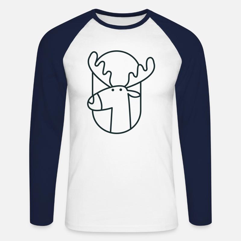 Elchkopf im Sitzen - Unisex Baseballshirt langarm - Weiß/Navy
