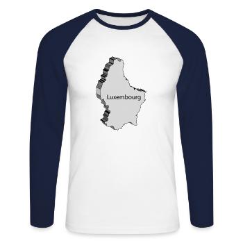 Luxembourg 3D Map - Unisex Long Sleeve Baseball T-Shirt - white/navy - Front - Nik (191cm)