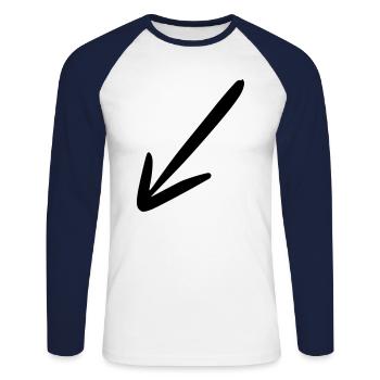 Pfeil Zeichnung Skizze schwarz - Unisex Baseballshirt langarm - Weiß/Navy - Vorne - Nik (191cm)