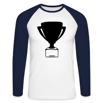 Coupe Dessin Gagner Croquis Noir - T-shirt baseball manches longues Homme - blanc/marine - Devant - Nik (191cm)