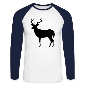 Deer - Unisex Long Sleeve Baseball T-Shirt - white/navy - Front - Nik (191cm)