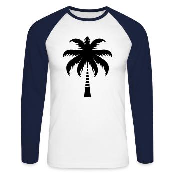 palmiers - T-shirt baseball manches longues Homme - blanc/marine - Devant - Nik (191cm)