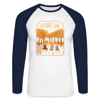 Autumn Glow Woodland Gathering - Unisex Long Sleeve Baseball T-Shirt - white/navy - Front - Nik (191cm)