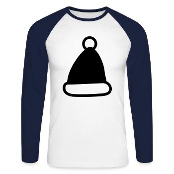 bonnet de noel - T-shirt baseball manches longues Homme - blanc/marine - Devant - Nik (191cm)