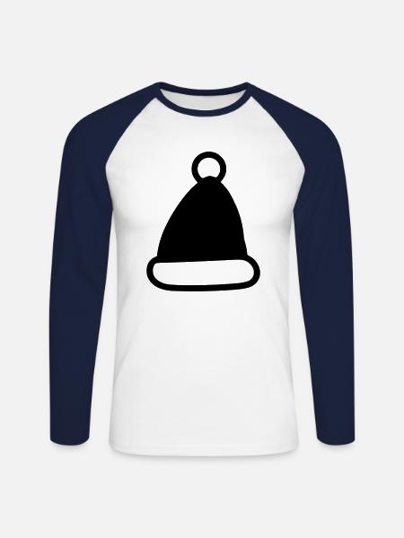 Weihnachtsmütze - Unisex Baseballshirt langarm - Weiß/Navy