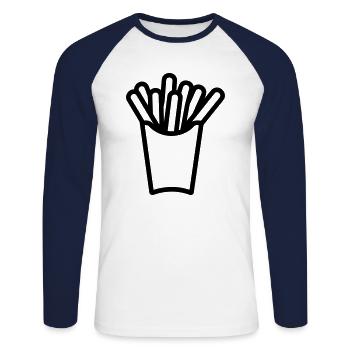 Pommes frites - Unisex Baseballshirt langarm - Weiß/Navy - Vorne - Nik (191cm)