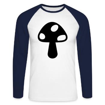 Pilz - Unisex Baseballshirt langarm - Weiß/Navy - Vorne - Nik (191cm)