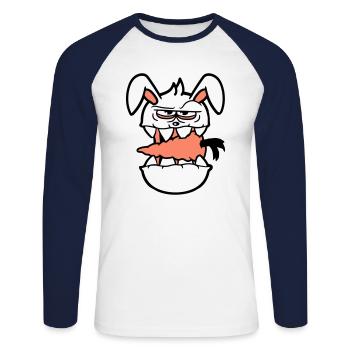 Bunny Monster Evil Carrot Carrot Halloween Horror - Unisex Long Sleeve Baseball T-Shirt - white/navy - Front - Nik (191cm)