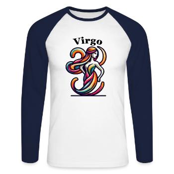 Virgo Virgo colorful - Unisex Long Sleeve Baseball T-Shirt - white/navy - Front - Nik (191cm)