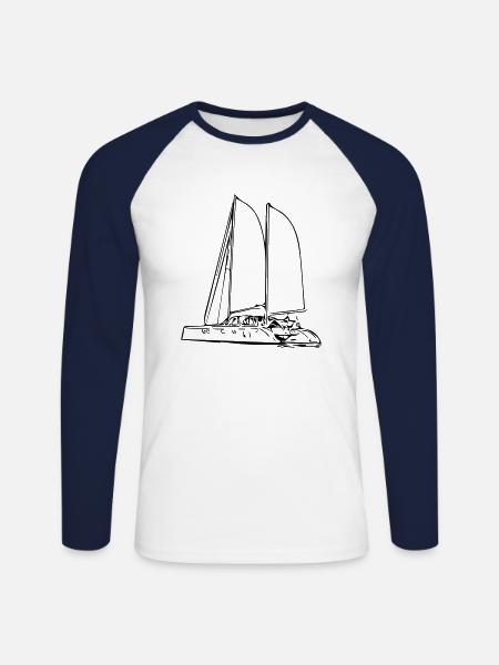 Sail yacht - Unisex Long Sleeve Baseball T-Shirt - white/navy