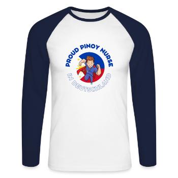 Pinoy Nurse Geschenk Krankenpfleger Deutschland - Unisex Baseballshirt langarm - Weiß/Navy - Vorne - Nik (191cm)