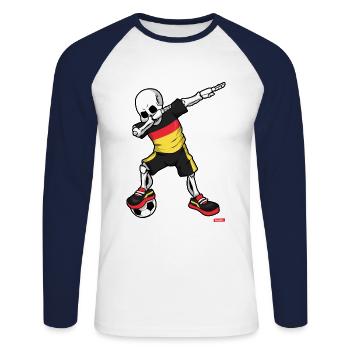 Soccer Dab Skelett Allemagne HARIZ Football Da - T-shirt baseball manches longues Homme - blanc/marine - Devant - Nik (191cm)