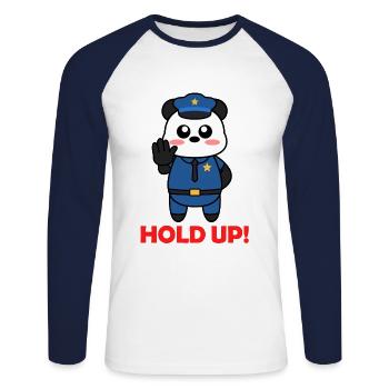 Panda de la police - T-shirt baseball manches longues Homme - blanc/marine - Devant - Nik (191cm)