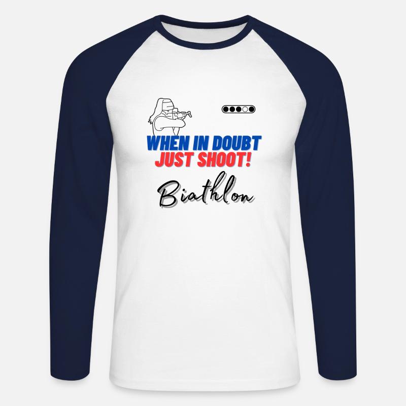 When in doubt just shoot! - Unisex Baseballshirt langarm - Weiß/Navy