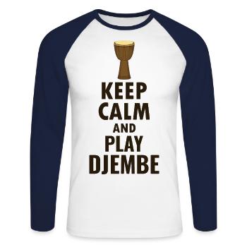 Djembe Player Drummer Music Drum Musician - Unisex Long Sleeve Baseball T-Shirt - white/navy - Front - Nik (191cm)