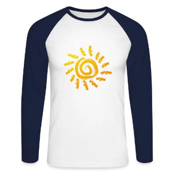 soleil - T-shirt baseball manches longues Homme - blanc/marine - Devant - Nik (191cm)