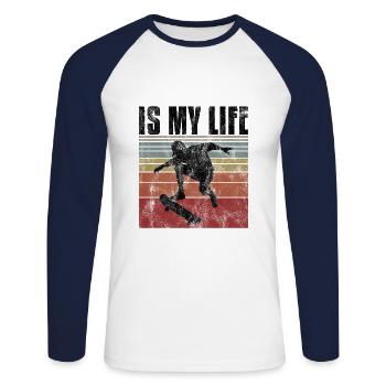 Le skate est ma vie Skateboard Skateboard Cadeau de skateboard - T-shirt baseball manches longues Homme - blanc/marine - Devant - Nik (191cm)