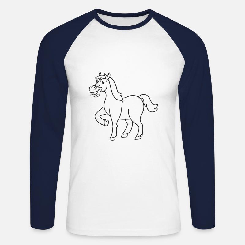 Pferd, Pferde, Geschenk, Geschenkidee - Unisex Baseballshirt langarm - Weiß/Navy