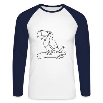 Tukan, Tukane, Vogel, Geschenk, Geschenkidee - Unisex Baseballshirt langarm - Weiß/Navy - Vorne - Nik (191cm)