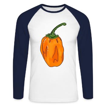 Piment Chili Piment Habanero Manger Sharp - T-shirt baseball manches longues Homme - blanc/marine - Devant - Nik (191cm)