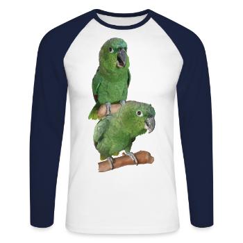 Der Farinöse Papagei - Unisex Baseballshirt langarm - Weiß/Navy - Vorne - Nik (191cm)
